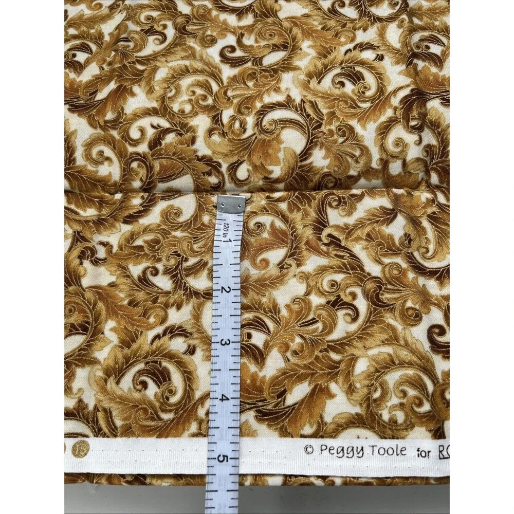 Peggy Toole Robert Kaufman Cotton Quilting Fabric Florentine Gold Scroll